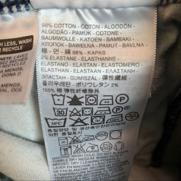 Levi’s 505 navy blue white striped denim shorts Sz 33 - Picture 5 of 9